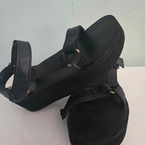 Teva Original Universal Leather Black Platform Sandals-women's Footwear Size 7